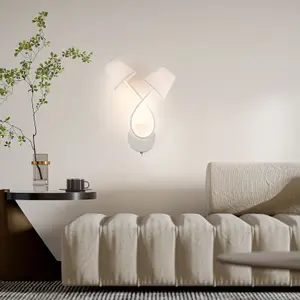 HARPER LIVING LED Wall Lights with Toggle Switch, Indoor Wall Sconce Lamp with 2 Vintage Fabric Shade, 10W 580 LM