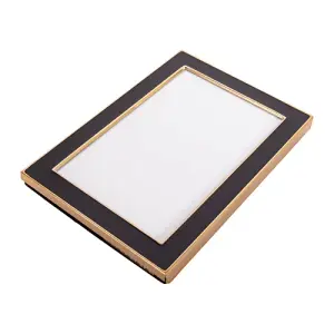 Modern Designer Shiny Gold Metal and Black 4x6 Picture Frame for Wall or Table