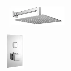 ENKI Milan Chrome Square Wall Mounted Thermostatic Shower Head Slim 300mm