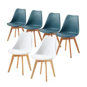 Nero Upholstered Dining Chair (Set of 6) Dark Blue/White