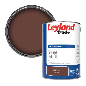 Leyland Trade Vinyl Matt Walls & Ceilings Emulsion Paint Red Brown (RAL 8012) 5L