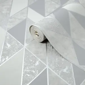 Superfresco Milan Silver effect Geometric Smooth Wallpaper