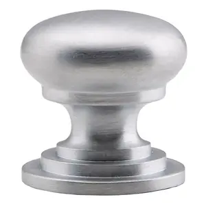 Victorian Round Cupboard Door Knob 38mm Dia Satin Chrome Cabinet Handle