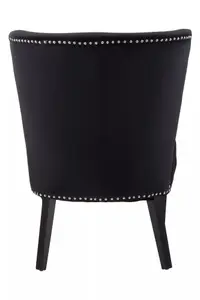 Interiors by Premiers Black Velvet Dining Chair, Dining Room Accent Chair, Velvet Upholstered Wing Chair with Wooden Legs