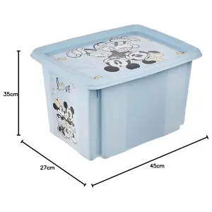 Keeeper Mickey Mouse Turn Around Stackable Box with Lid 30 Litre Cloudy Blue