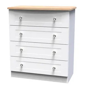 Sussex Ready assembled White & oak 4 Drawer Chest (H)882mm (W)765mm (D)415mm