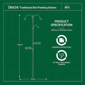 DIVCHI Bird Feeder With 2 Dishes, Bird Feeders Hanging Station, Bird Feeder Pole, Bird Feeding Station