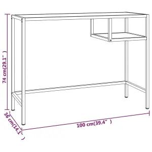 Berkfield Computer Desk Black Marble 100x36x74 cm Tempered Glass