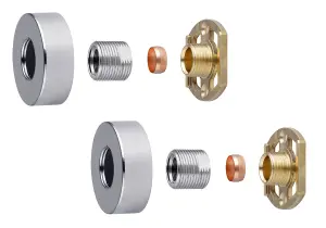 KeenFix Round Shower Bar Valve Easy Fix Fit Kit: Chrome