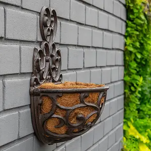 Woodside Cast Iron Wall Mounted Planter with Coco Liner