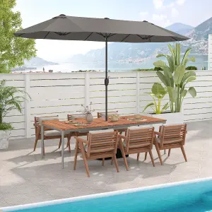 Costway 4 x 2M Patio Umbrella Outdoor Double-sided Market Umbrella W/ Umbrella Base Grey