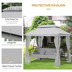 Outsunny 3 Seater Swing Chair Hammock Gazebo Patio Bench Outdoor Light Grey