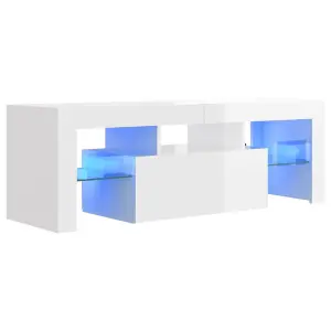 vidaXL TV Cabinet with LED Lights High Gloss White 120x35x40 cm