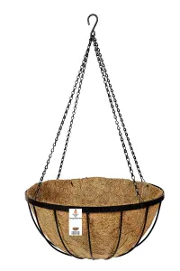 Metal Hanging Baskets Pot Containers Complete with Coco Liner and Chains 40cm diameter Set of 2