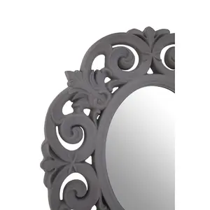 Interiors by Premier Antique Grey Scroll Design Wall Mirror