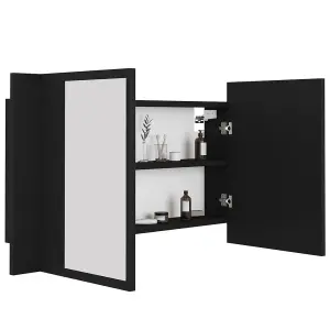 Berkfield LED Bathroom Mirror Cabinet Black 80x12x45 cm