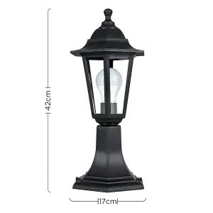 ValueLights Mayfair Black IP44 Outdoor Garden Wired Lamp Post Lantern Light