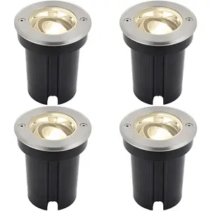 4 PACK Stainless Steel IP67 Ground Light - 6W Warm White LED - Tilting Head