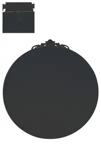 MirrorOutlet Crown - Black Metal Framed Round Circular Decorative Wall Mirror 39" X 39" (100x100CM)