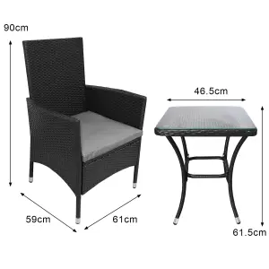 Rattan Bistro Set Furniture 3 PCs Patio Weave Companion Chair Table Set  2 Seater FREE Cover