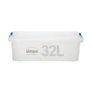 simpa 32L Clik 'n' Store Plastic Storage Boxes - Set of 5