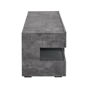 Kirsten TV Stand With Storage for Living Room and Bedroom, 1690 Wide, LED Lighting, Media Storage, Concrete Effect Finish