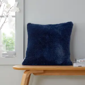 Catherine Lansfield Cosy Glamour Fur 45x45 cm Cushion Navy Blue