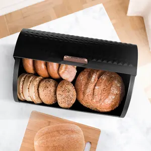 EHC Bread Bins for Kitchen, Bread Box with lid, Kitchen Storage Bin, Bread Container, Black