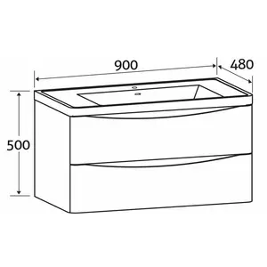 Stanhope 900mm Single Bathroom Vanity with Undermount Glass Basin Black / White