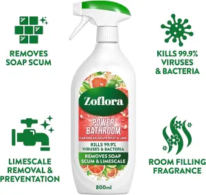 Zoflora Power Bathroom Cleaner Grapefruit & Lime 800ml Pack of 3