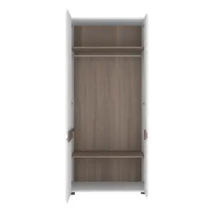 Chelsea 2 Door Wardrobe in White with Oak Trim