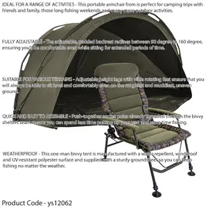 Ultimate 1 Man Waterproof Carp Fishing Bivvy Tent with Adjustable Chair Set