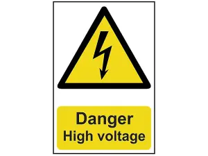 High Voltage Danger Sign - Durable PVC 200 x 300mm Safety Warning