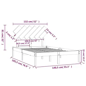 Berkfield Bed Frame White 135x190 cm 4FT6 Double Solid Wood