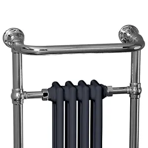 Rinse Traditional Victorian 952x479mm Heated Towel Rail Bathroom Radiator Chrome & Anthracite