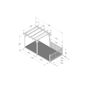 Forest Garden Grey Rectangular Pergola & decking kit, x3 Post x2 Balustrade (H) 2.5m x (W) 5.2m - Canopy included