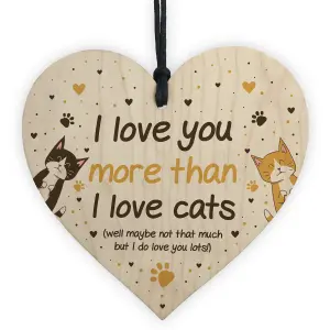 Red Ocean Funny Cat Gifts For Women Wood Heart Cat Sign Pet Gifts Crazy Cat Lady Gift