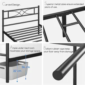 Yaheetech Black 3ft Single Metal Bed Frame with Curved Design Headboard and Footboard