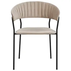 Set of 2 Dining Chairs MARIPOSA Velvet Taupe