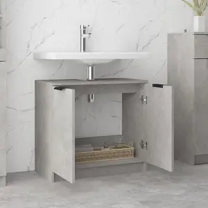 Berkfield Bathroom Cabinet Concrete Grey 64.5x33.5x59 cm Engineered Wood