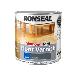 Ronseal Diamond Hard Floor Varnish Graphite Satin Wood Floor Varnish, 2.5L