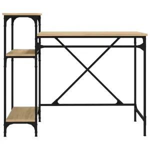 Berkfield Desk with Shelves Sonoma Oak 105x50x90 cm Engineered Wood&Iron