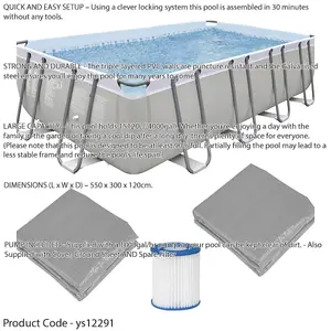 5.5x3m Premium Garden Swimming Pool Set with Pump and Accessories for Kids