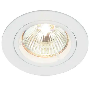 Fixed Round Recess Ceiling Down Light Gloss White 80mm Flush GU10 Lamp Fitting