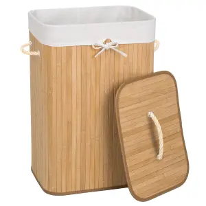 Laundry Basket - washing hamper with lid, removable laundry bag, 2 handles - beige