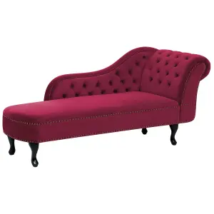 Right Hand Chaise Lounge Velvet Burgundy NIMES