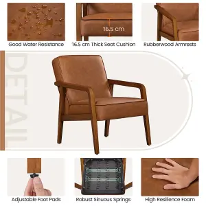 Yaheetech Dark Light Brown Upholstered Faux Leather Armchair