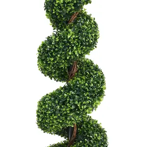 2 pcs Boxwood Tree Artificial Spiral Topiary Plant House Plant Garden Artificial Plant H 120 cm