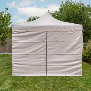 Pop Up 2.5x2.5 Gazebo With Sides Beige