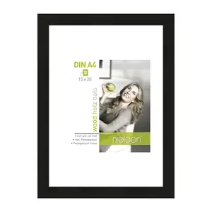 Wood Picture Frame with Mat Black / 29.7cm H x 21cm W x 3cm D